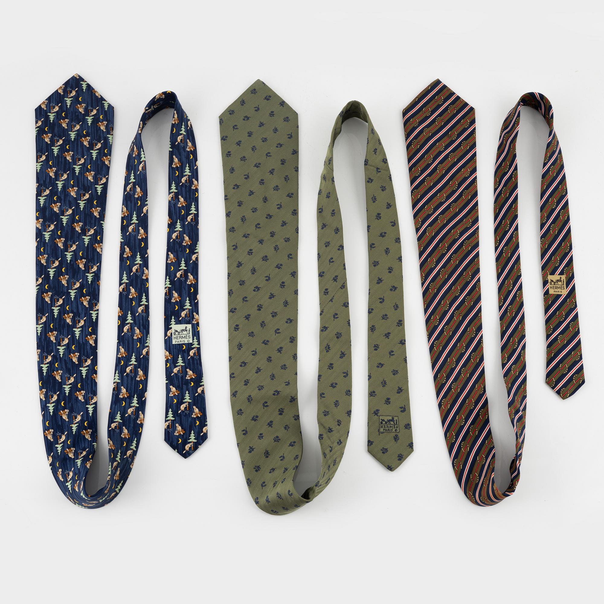 Hermès, three silk ties.
