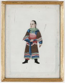 MÅLNINGAR, 7 st, akvarell och gouache på märgpapper, Kina, 1800-tal.