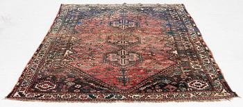 A semi-antique Shiraz rug, Southeast persia, c 250 x 175 cm.