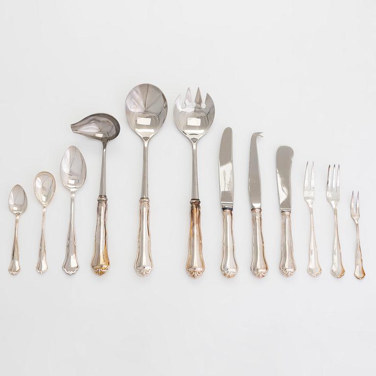 A 69-piece 'Chippendale' silver cutlery set in fitted cutlery box, Kultakeskus, Hämeenlinna 1997-98.