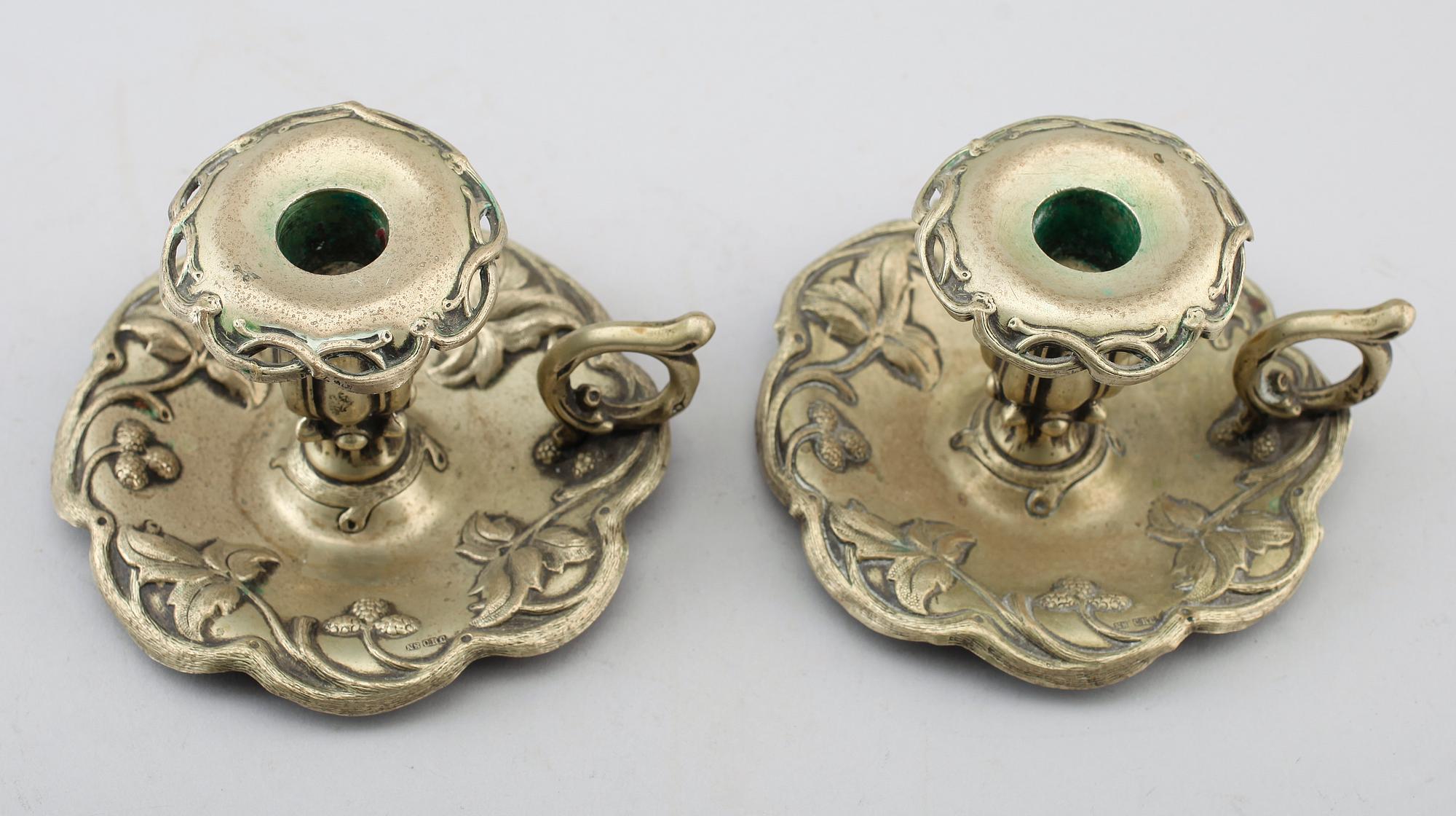 NATTLJUSSTAKAR, 1 par, nysilver, 1800-talets andra hälft.