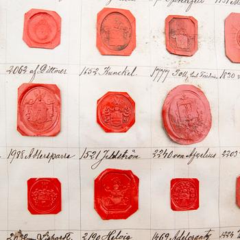 Större samling lacksigill, samt några oblater m m, 1700 - 1800-tal.