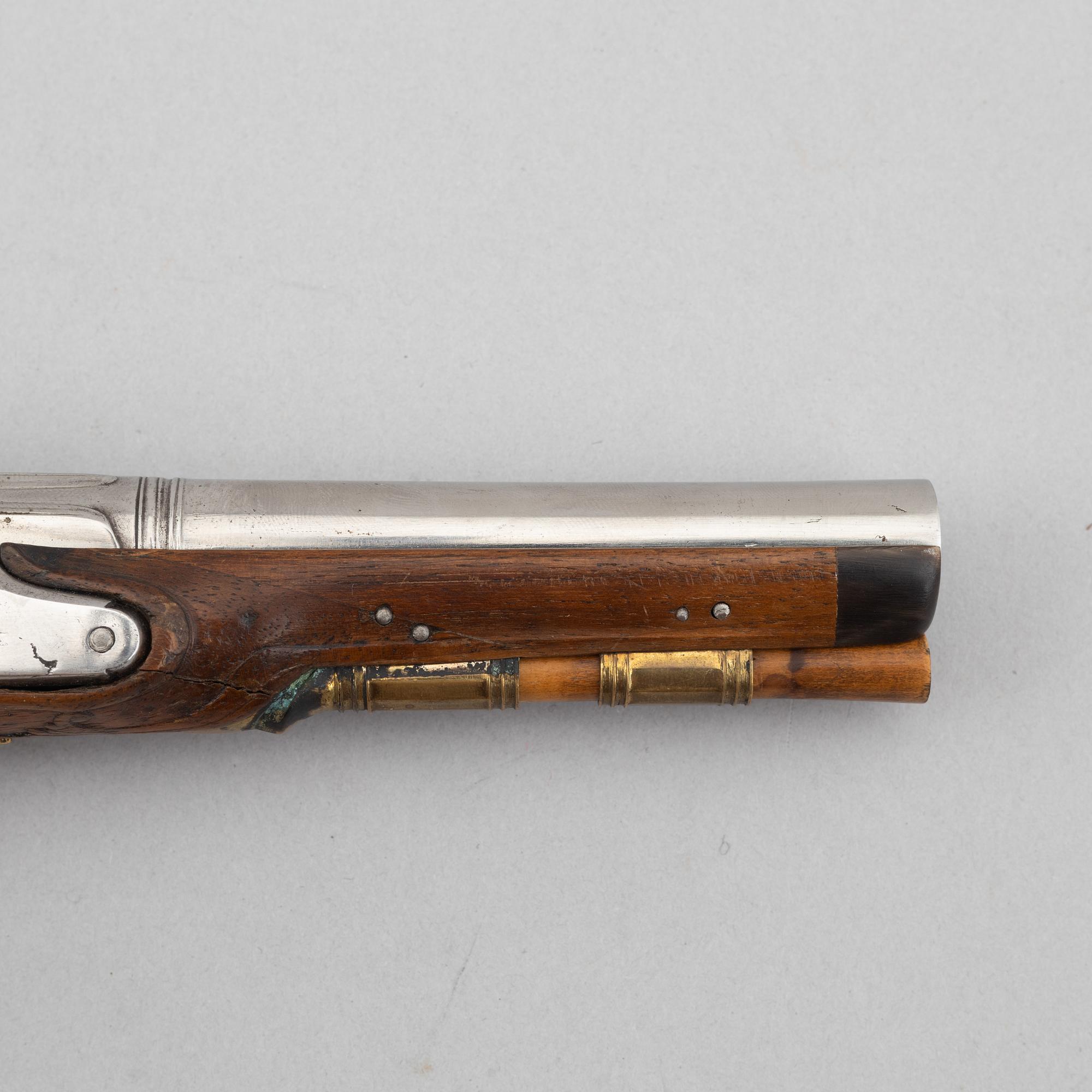 Percussion pistol, converted from flintlock, Anton Gerhardt Stockholm (1705-49).