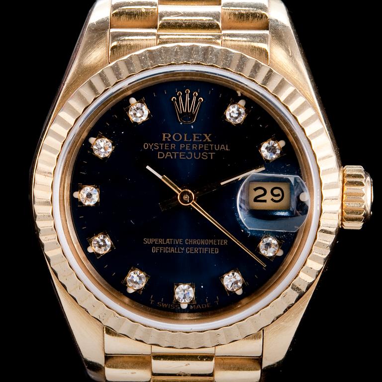 DAMARMBANDSURUR, Rolex oyster perpetual datejust. Superlative chronometer officially certified.