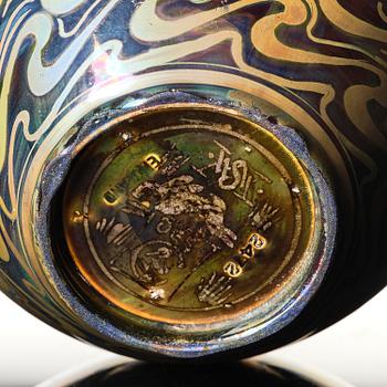 Walter Crane, & William Salter Mycock, a lustreware "Sea Maiden" vase, Pilkington Royal Lancastrian, England, 1910s.