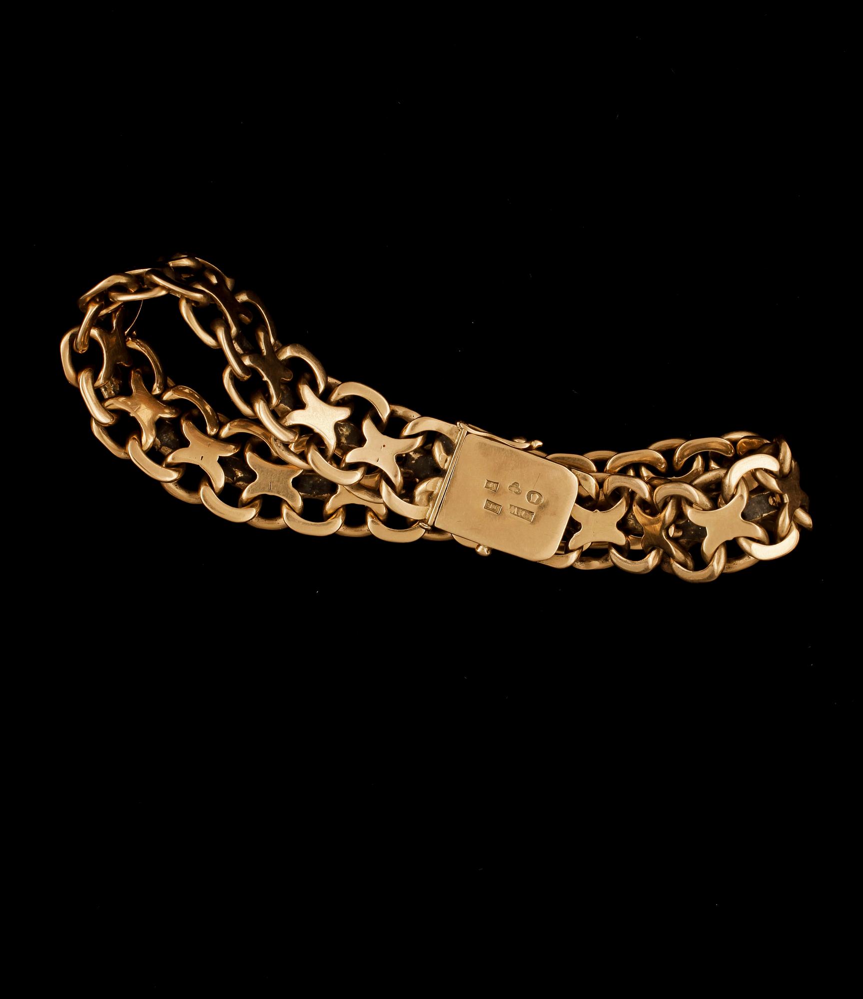 ARMBAND, 18k guld, X-länk, EHW, Stockholm, 1947. Vikt ca 43,3 g.