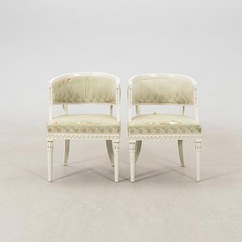 A pair of armchairs signed ESS, Sengustavian, Lindome works.
