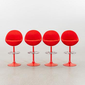 A SET OF 4 BAR STOOLS BY JOHANSSON DESIGN, 1970's.