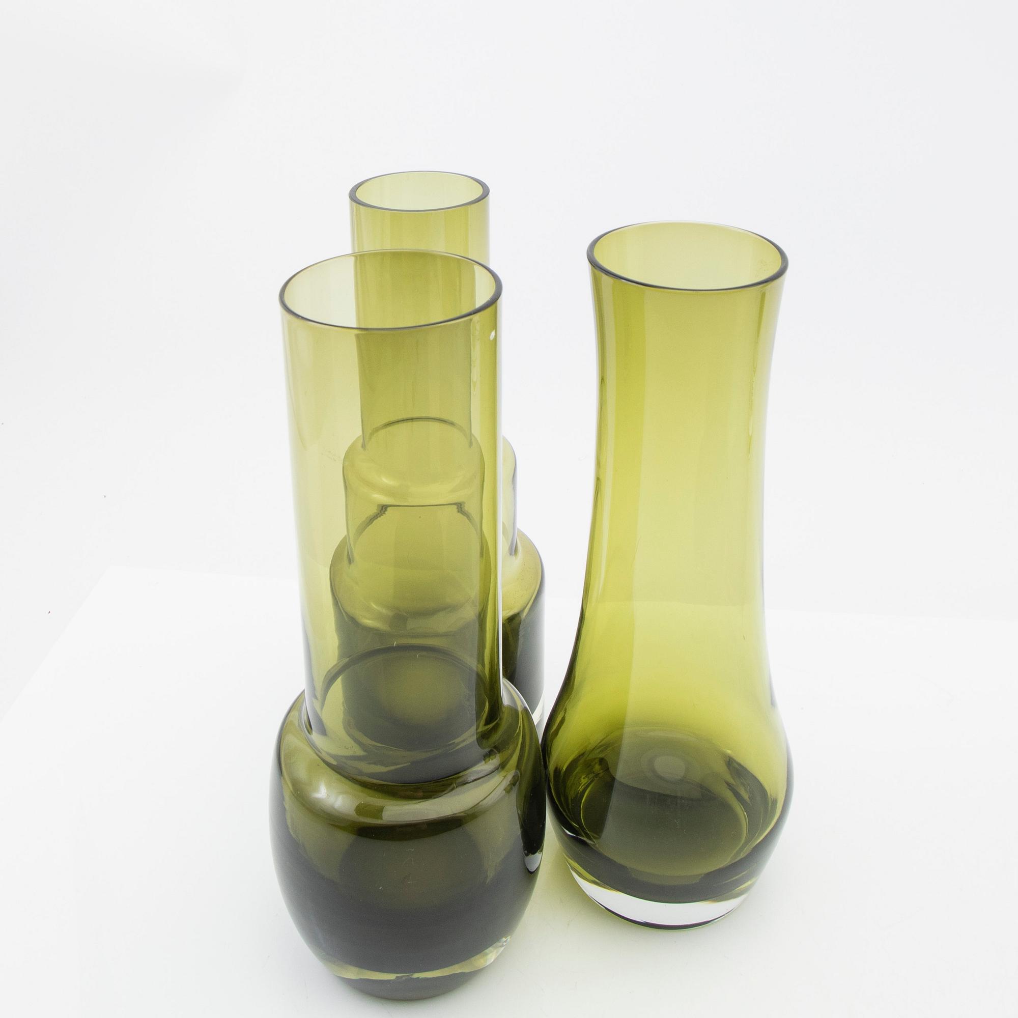 Tamara Aladin, Vases, 5 pcs, glass, Riihimäen Lasi, Finland, 1960s/70s.