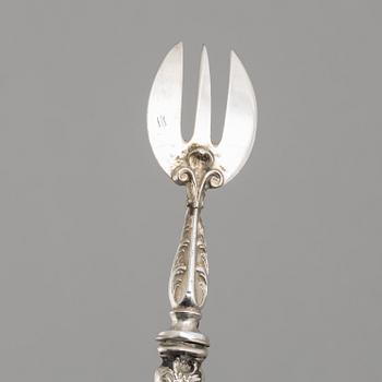 Six French Silver Oyster Forks, mark of Louis Coignet, Paris 1889-93.