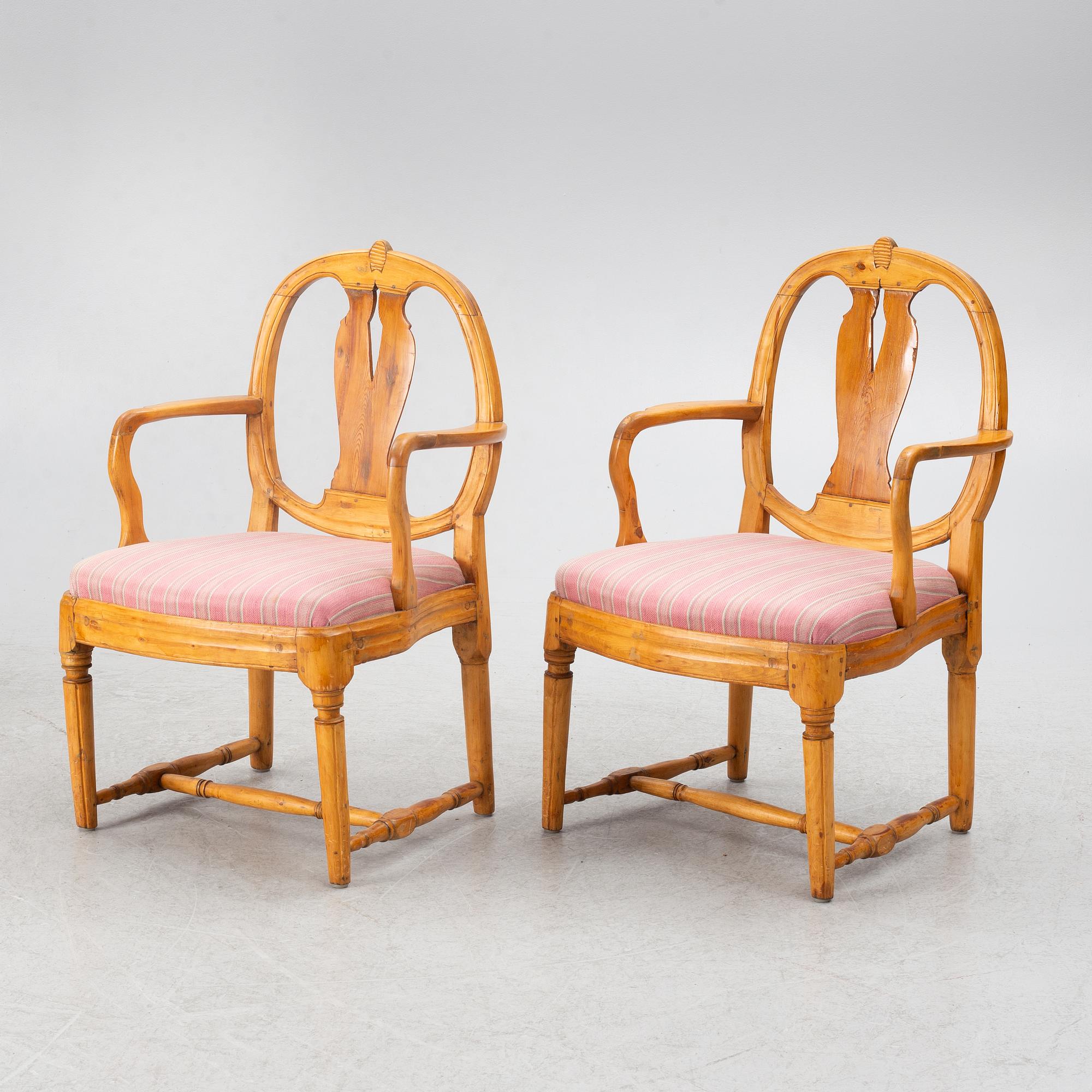 A pair of Gustavian chairs, circa 1800.