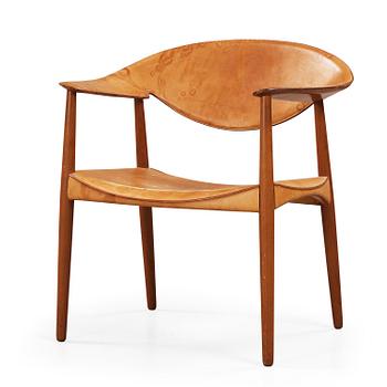 81. An Aksel Bender Madsen & Ejner Larsen teak and leather 'Metropolitan Chair', Willy Beck, Denmark 1950-60's.