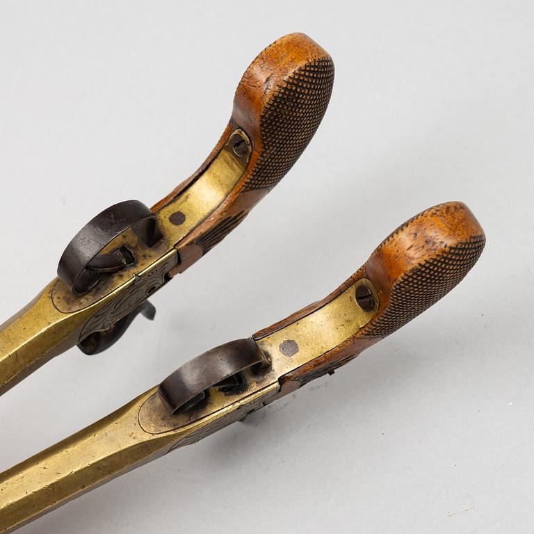 Percussion pistols, a pair, first half of the 19th century.