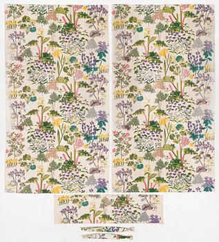 Gocken Jobs, Curtain panels, a pair, "Rhubarb", Jobs Handprint.