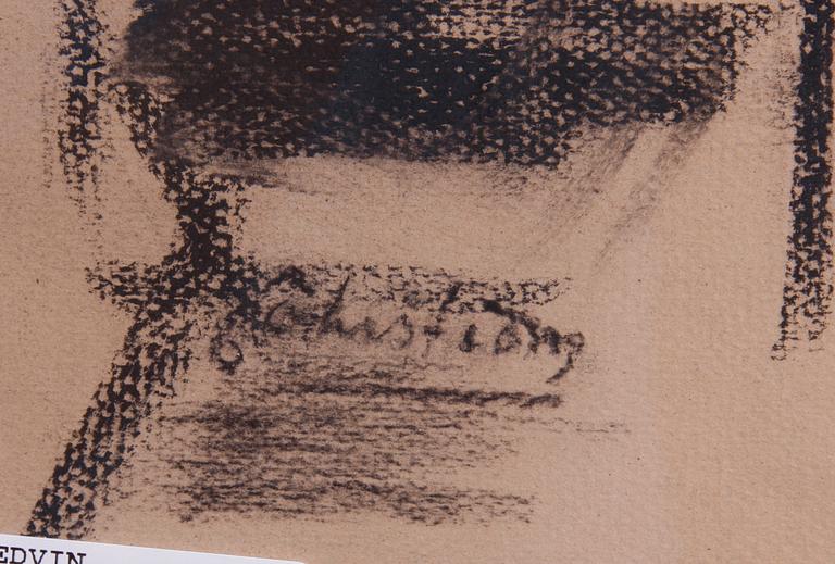 ÖHRSTRÖM, EDVIN. Kolteckning. Sign.