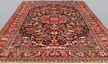 A carpet, Figural Shahraza, ca 370 x 234 cm.