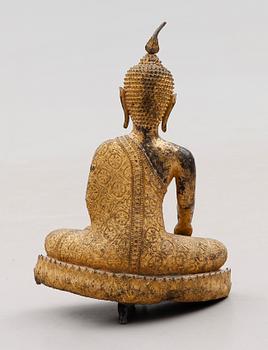 SKULPTUR, Buddha, brons, Thailand, sent 1800-tal.