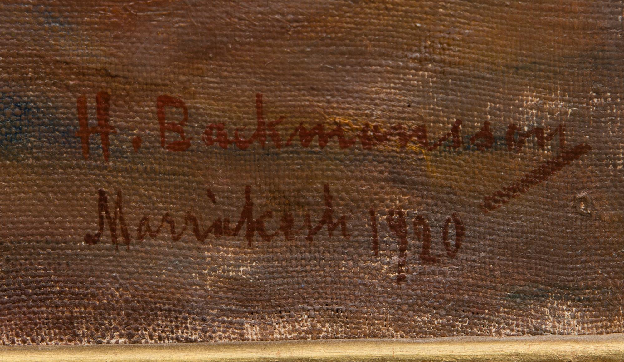 HUGO BACKMANSSON, öljy kankalle, signeerattu ja päivätty Marakesh 1920.