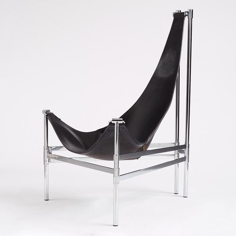 Lars and Christina Andersson, a black leather 'Inka' chair, Sweden 1980s.
