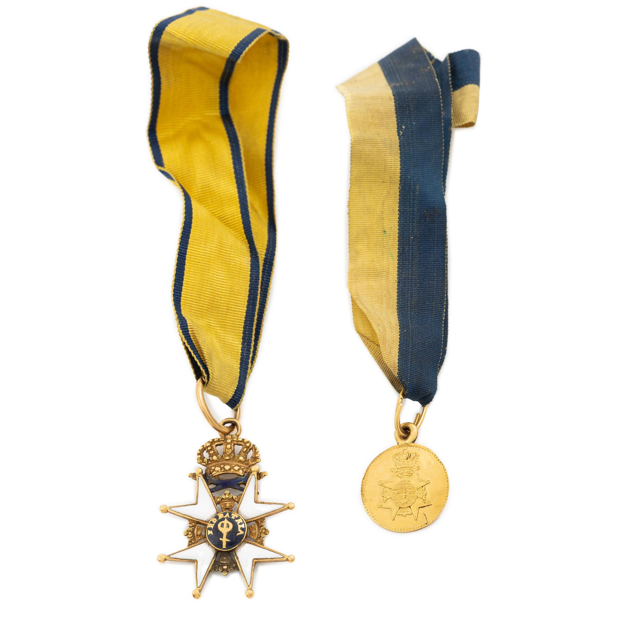 Karl XIII, two miniature order insignia, first part 19th century.