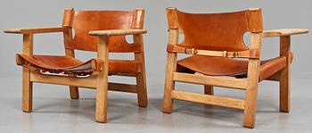 FÅTÖLJER, ett par, "Spanska stolen", Borge Mogensen, 1900-talets fjärde kvartal.