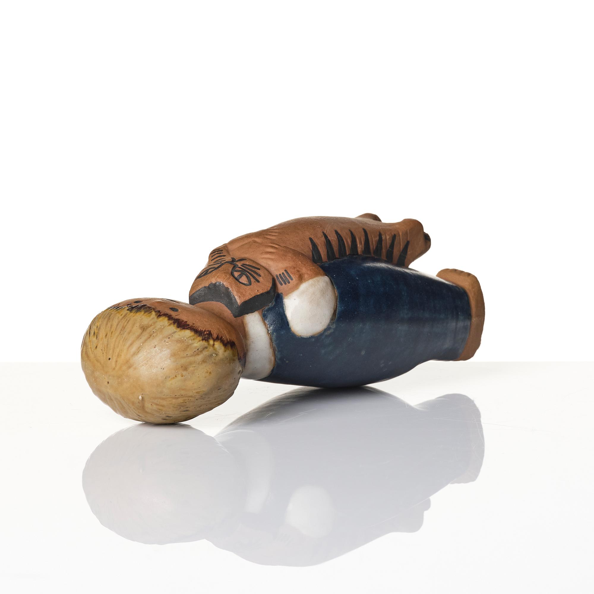 Lisa Larson, figurines 2 pcs, stoneware, polar bear from the Skansen series, and Pelle from Larson's children.