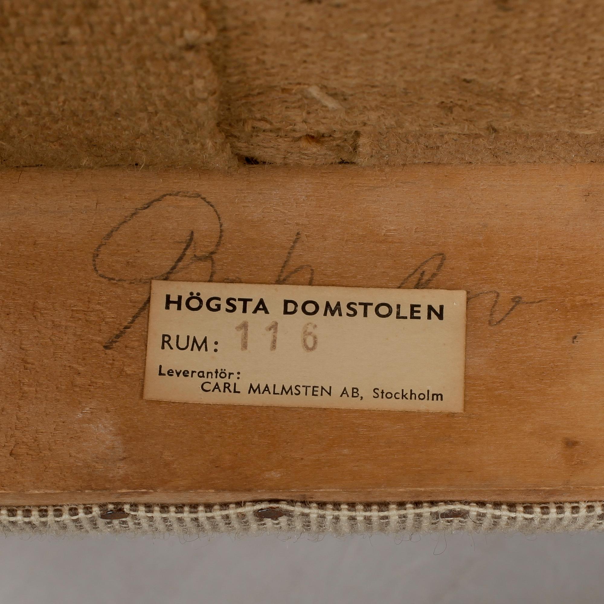 STOLAR, ett par, Carl Malmsten, för Högsta Domstolen, 1940-tal.