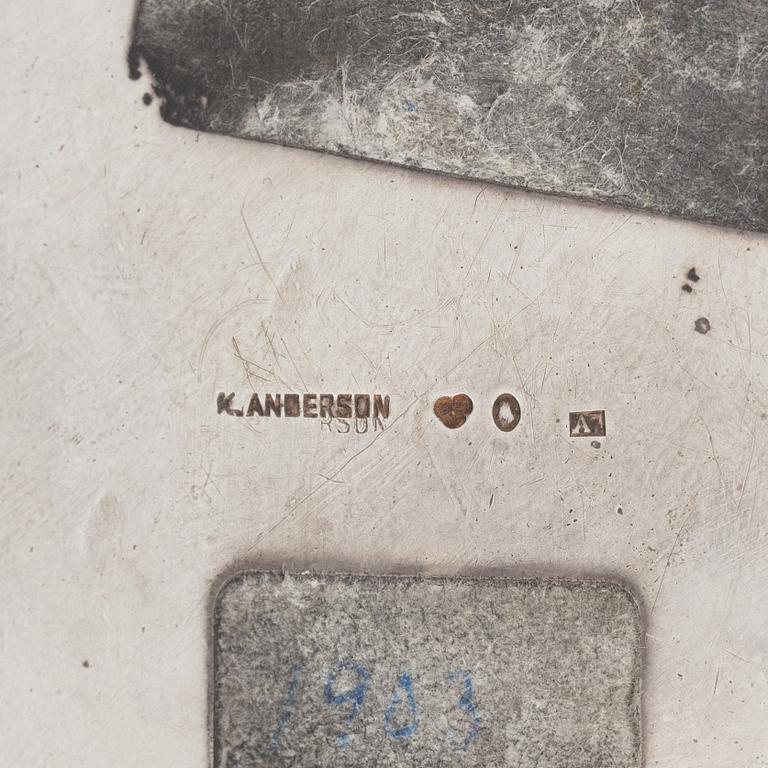 A Swedish silver coffee pot, creamer, and sugar bowl, mark of K Anderson, Stockholm 1903.