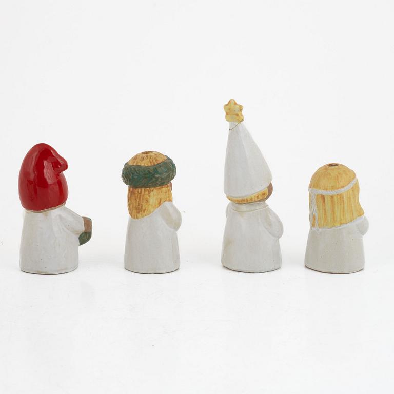 Lisa Larson, figuriner, 4 st, stengods, ur serien "Advent", Gustavsberg.