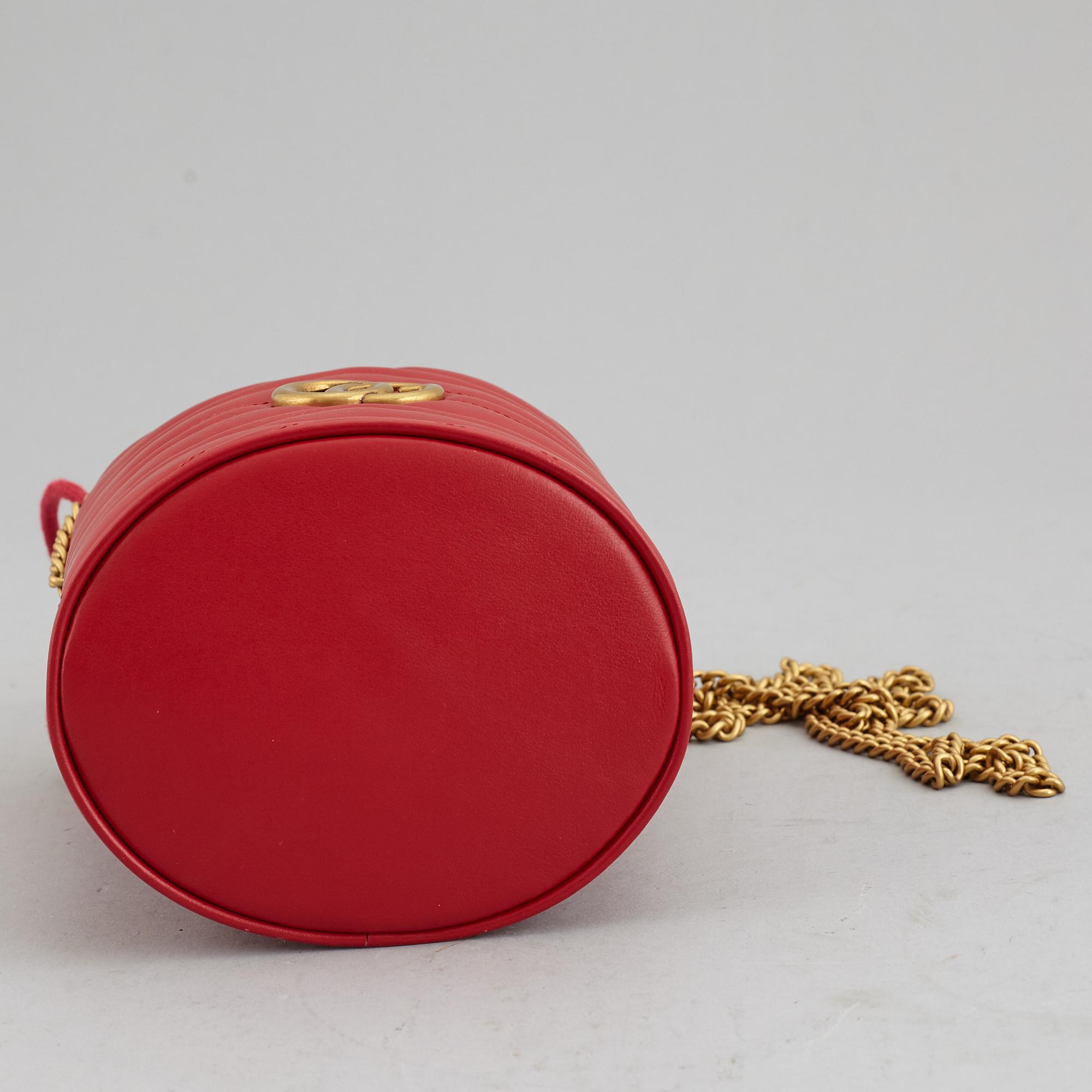 GUCCI, 'Marmont leather bucket bag'.