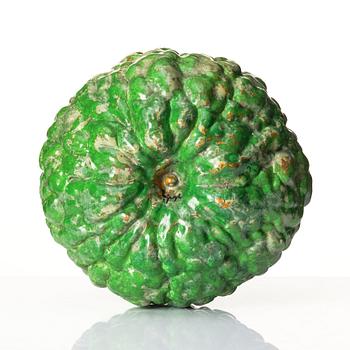 Hans Hedberg, a green glazed faience sculpture of a pumpkin, Biot, France.