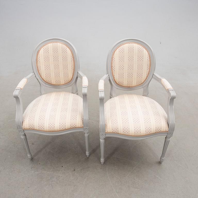Armchairs, a pair, Gustavian style, 20th century.