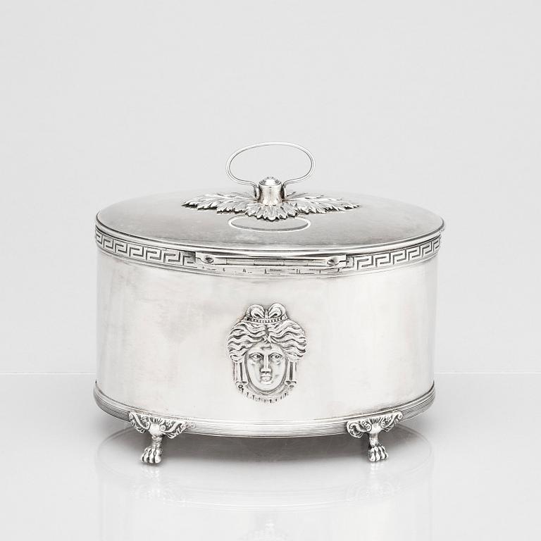 A Swedish Empire silver sugar-casket, mark of Pehr or Adolf Zethelius, Stockholm 1810.