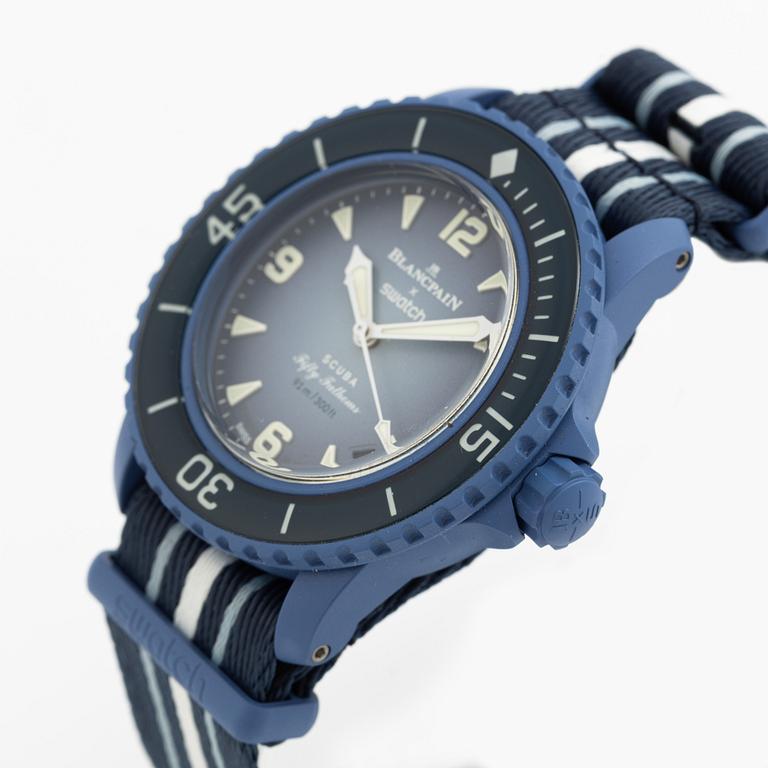 Swatch/Blancpain, Scuba Fifty Fathoms, Atlantic Ocean, wristwatch, 42.3 mm.