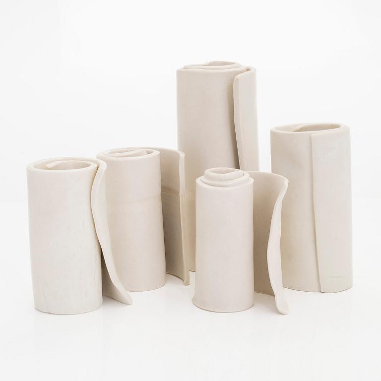 Kyllikki Salmenhaara, five stoneware ' Winding' sculptures signed KS.