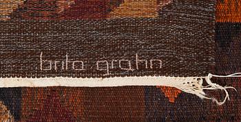 RUG. Flat weave. 205 x 141,5 cm. Signed Brita Grahn.