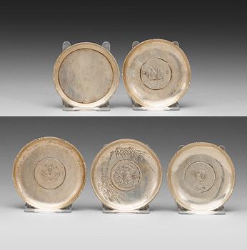 182. A set of five silver coin dishes, partially Zee Sung Shanghai, early 20th century.