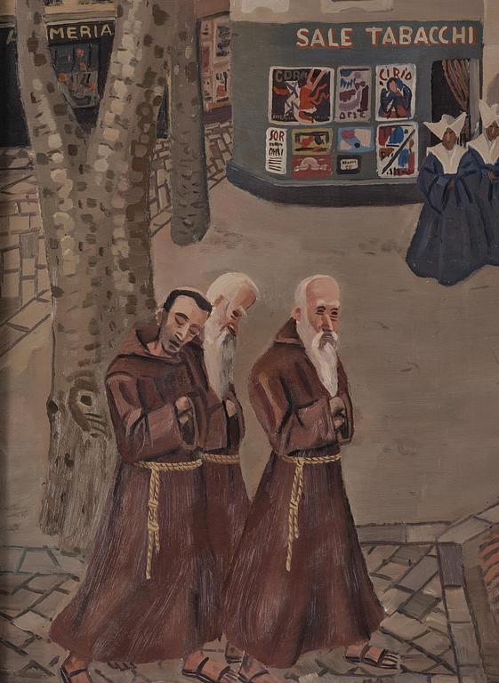 Acke Hallgren, "Domkyrkan", motiv från Piazza Muccioli, San Remo.