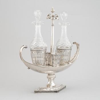 A Swedish late Gustavian cruet-set, mark of Pehr Zethelius, Stockholm 1799.