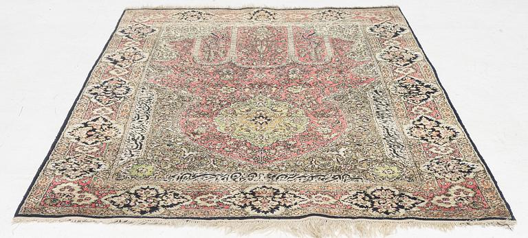 A semi-antique silk Quum, c. 216 x 141 cm.