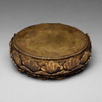 A gilt copper alloy stand/ritual object, 18th Century, probably Mongolian.