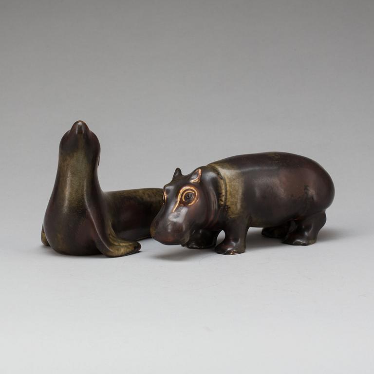 FIGURINER, 2 st, stengods, Gunnar Nylund, Rörstrand.