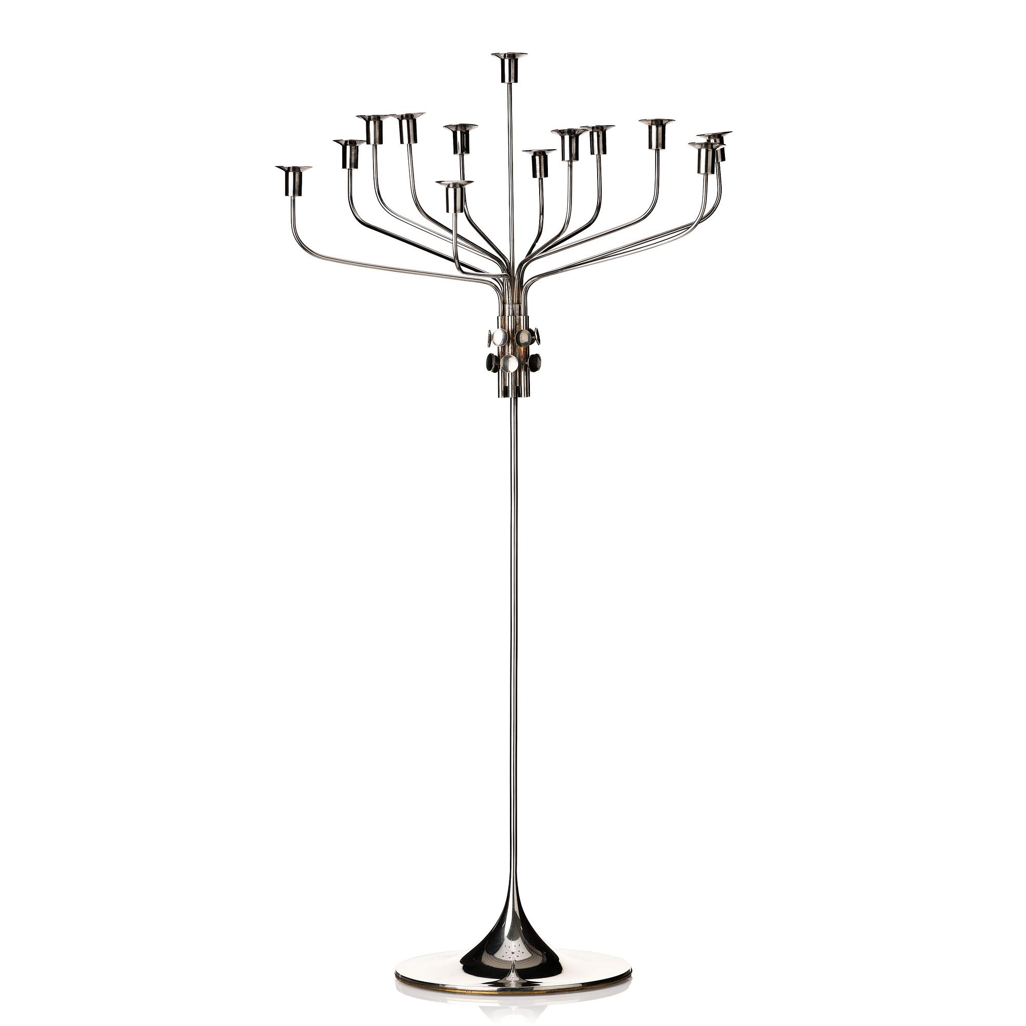 Tapio Wirkkala, a sterling silver thirteen candles candelabrum "TW412", Hopeakeskus OY, Finland 1972.