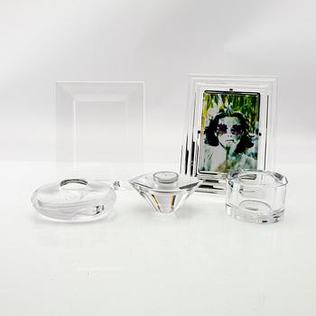 Jan Johansson, photo frames 2 pcs, desk clock and tealight holders 2 pcs not signed.