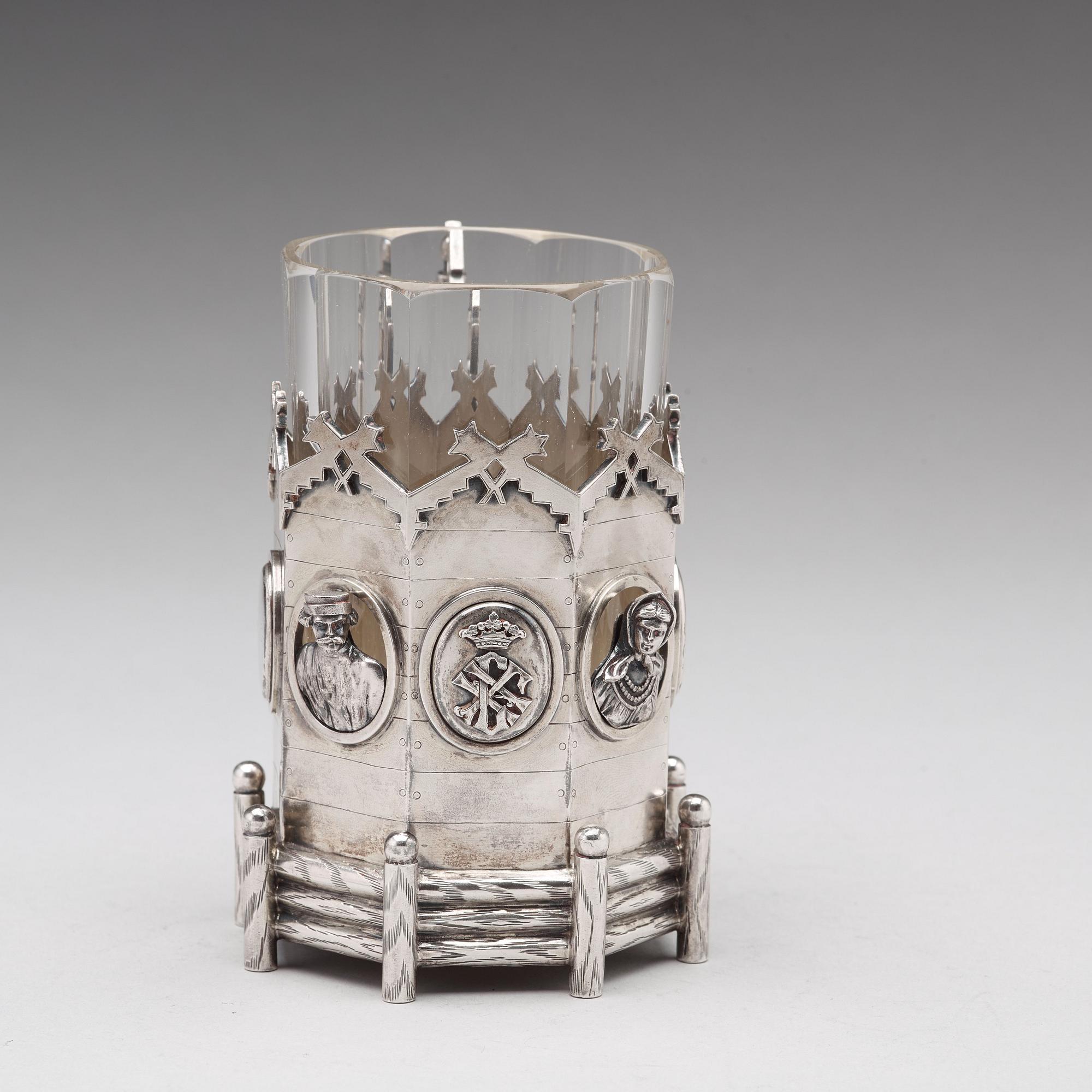 Teglashållare, silver, oidentifierad mästare, S:t Petersburg 1873.