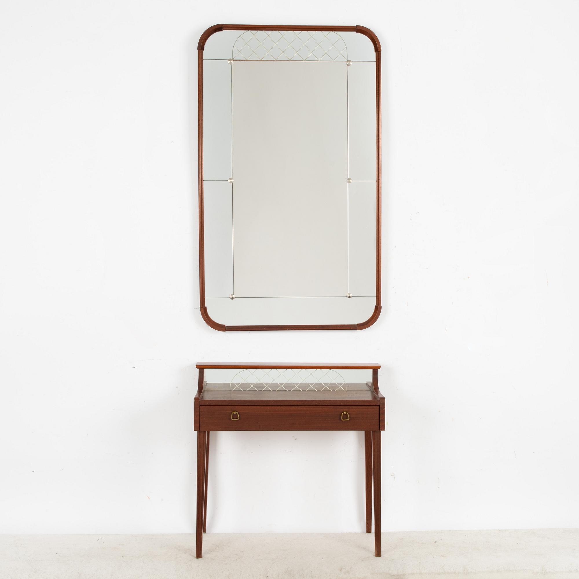 A mirror and small dresser/dressing table, Glas&Trä, Sweden, 1950's/60's.