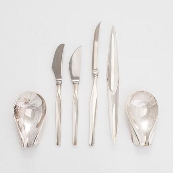 Tapio Wirkkala, a set of six silver pieces, Kultakeskus, Hämeenlinna 1961-1971.