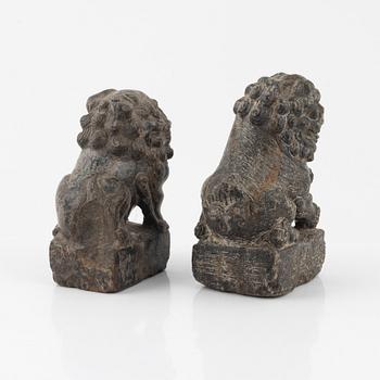 A matched set of scroll weights in the shape of buddhist lions, late Mingdynasty/early Qing dynasty.