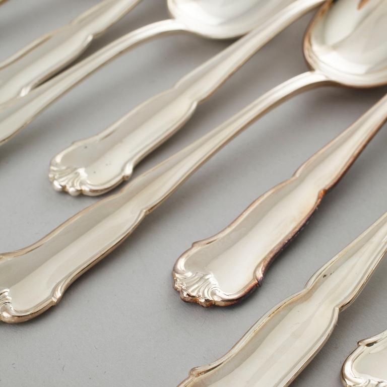 72 silver cutlery by C.G Hallberg, Stockholm, 20th century.