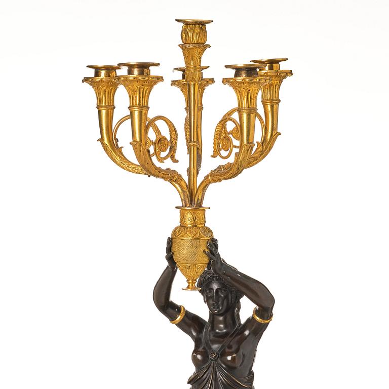 A large Empire six light candelabra, Paris, around 1810.